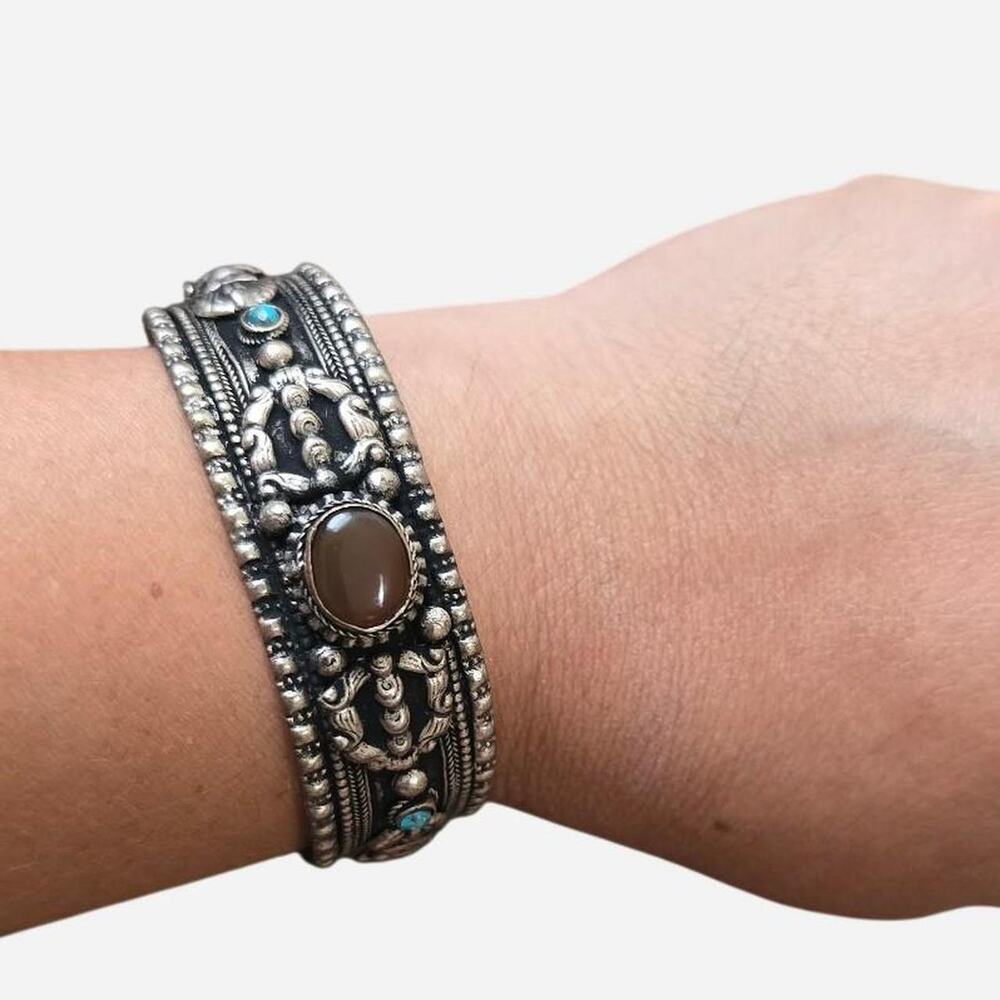 Vintage inspired tibetan vajra cuff bracelet